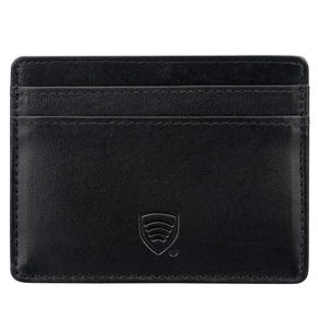 Husă din piele cu blocarea cardurilor de proximitate RFID (negru)